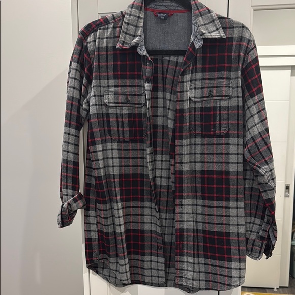 GAP Kids Plaid Flannel Shirt - Red and Gray - Picture 3 of 6